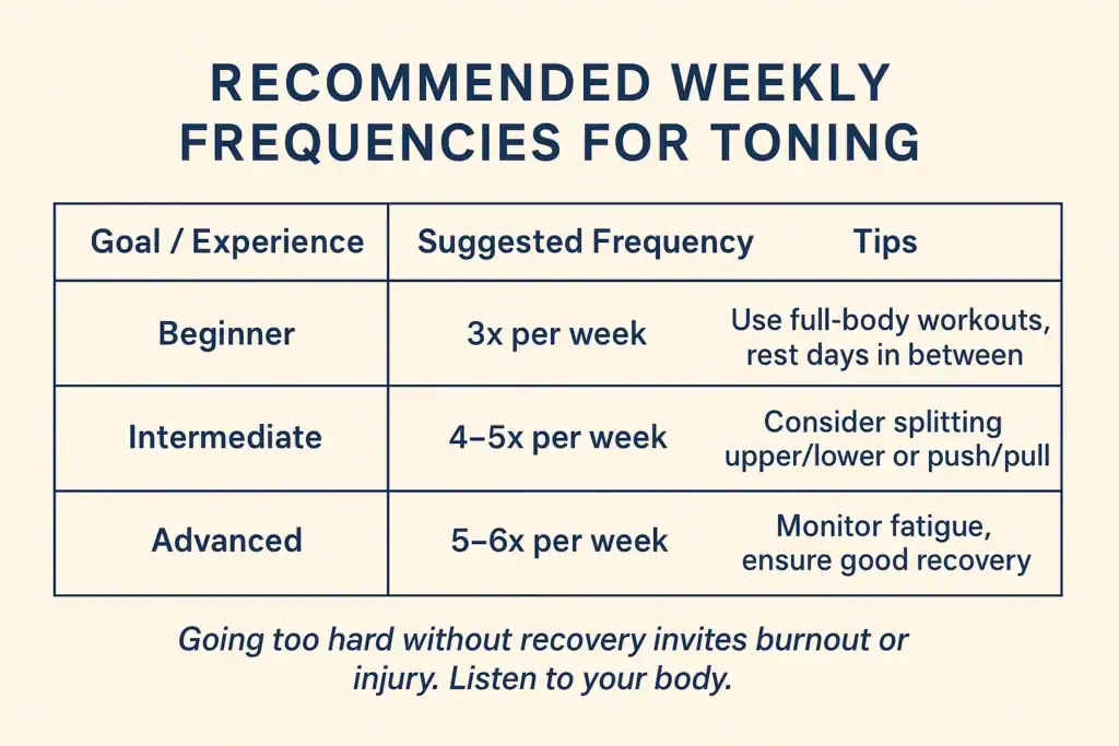 Achieving the Perfect Tone: How Often Should You Exercise for Results? 2 Graphic to show how often you should do exercise to help with toning Braintree