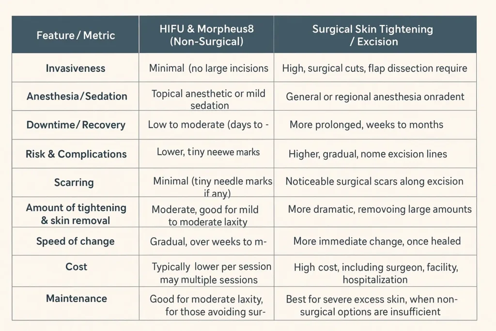 The Science of Skin Tightening 2 Table of skin tightening Braintree benefits compared to surgical options